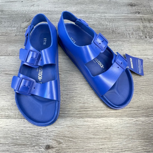 Birkenstock 1774 Milano Natural Leather Blue Size 42 L11/M9 NWT